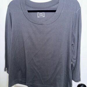 Cato Charcoal Gray Scoop Neck 3/4 Sleeve Knit Top - Plus Size 18/20W